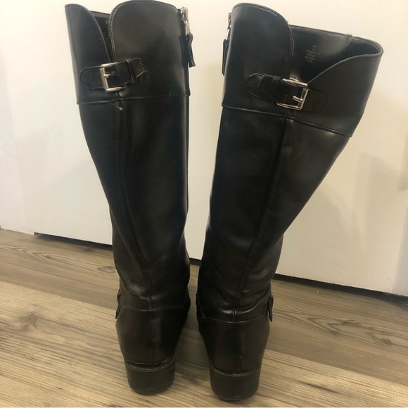 Chaps Ralph Lauren Black Riding Boots 8.5 Wide Leg - Picture 5 of 6